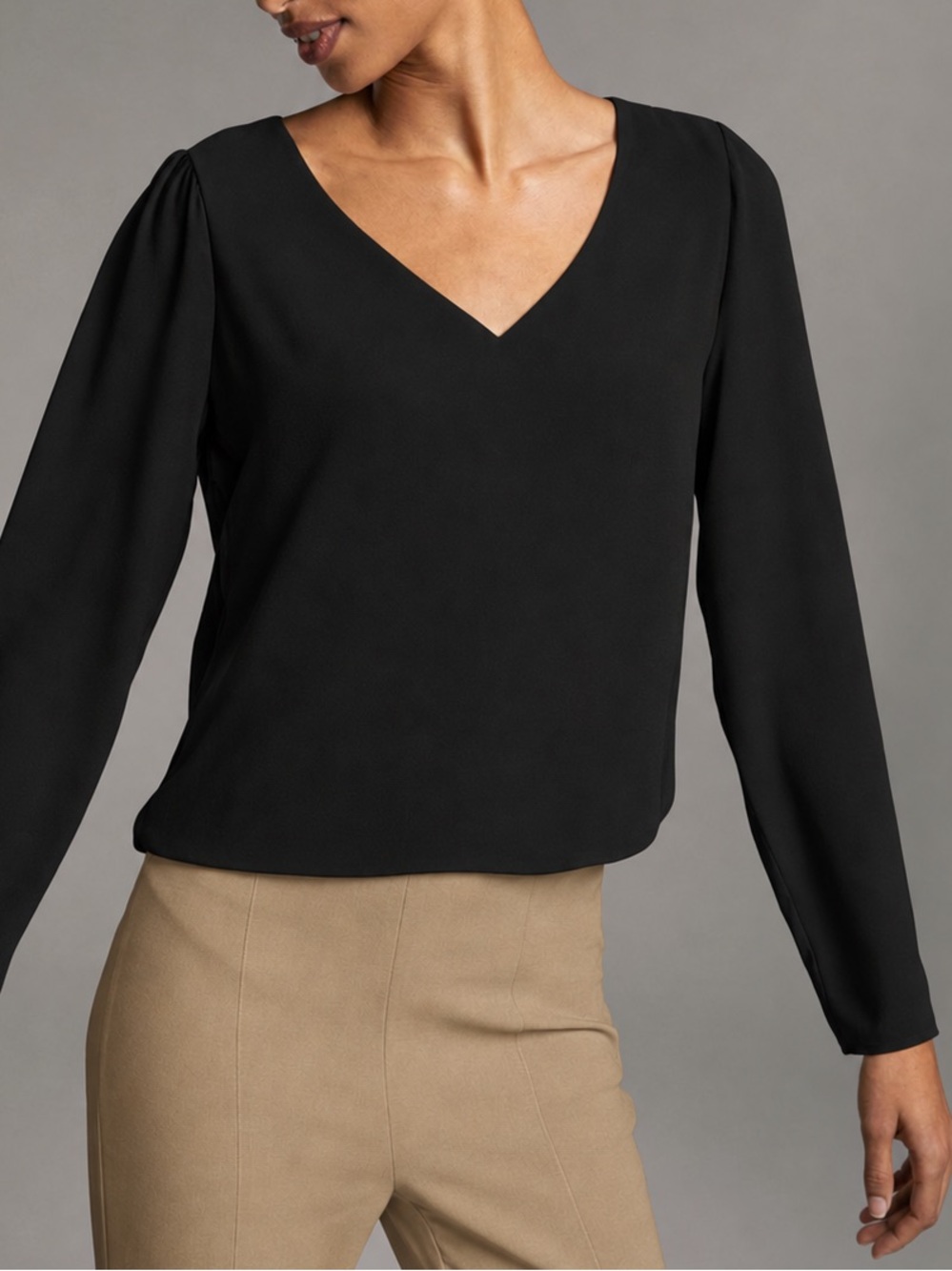 Babaton Aritzia Murphy Longsleeve Blouse Black Small Long Sleeves V Neck Top